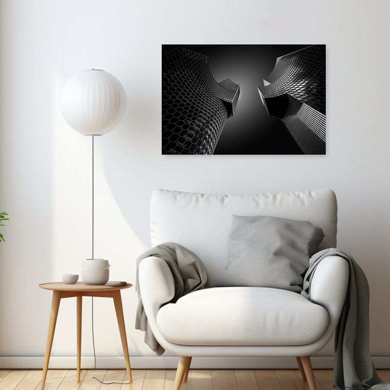 «Honeycomb Architecture Upward Abstract Contemporary Dramatic Architecture City», reproduction d'art murale