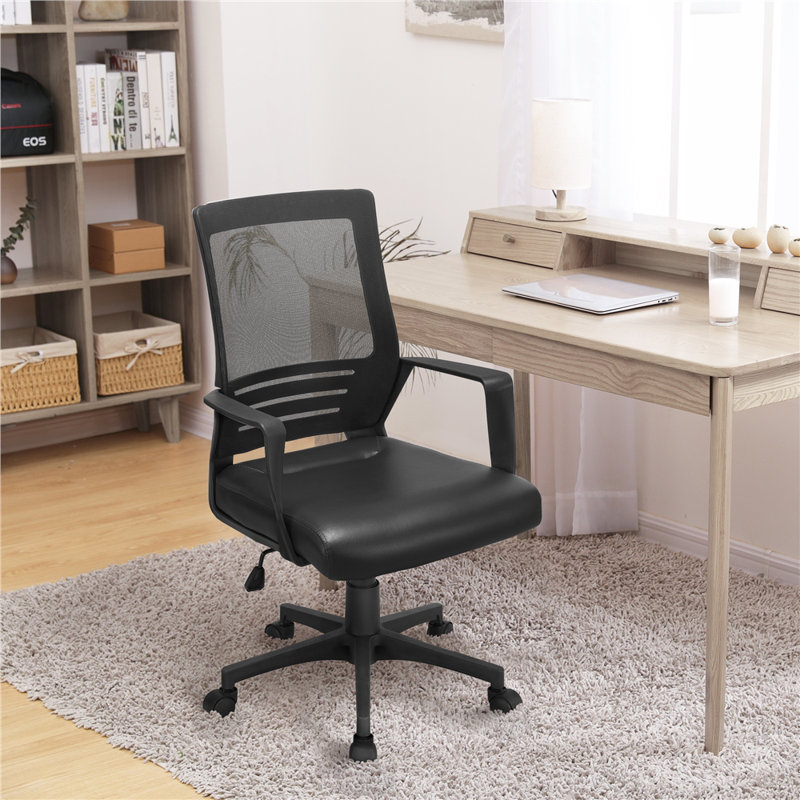 Fauteuil lombaire pivotant à dossier moyen Office, Noir