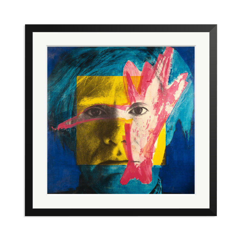 Andy Warhol with Red Paint, 25" H x 25" W, Black
