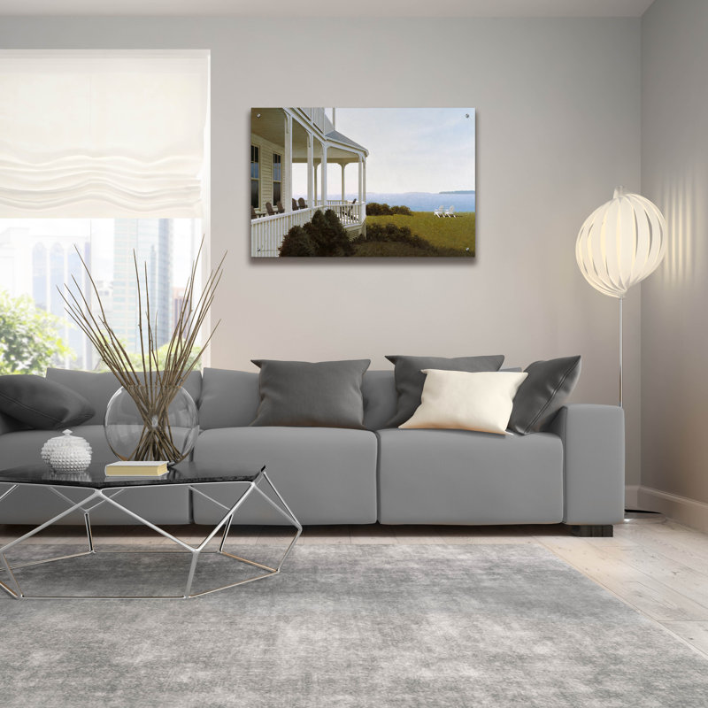 «Porch Chairs» par Zhen-Huan Lu, art mural en verre acrylique, H 24 po x l 36 po x P 0,2 po