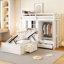 Lit superposé simple avec tiroirs, garde-robe, tablettes de rangement et lit hydraulique, blanc-1473611482