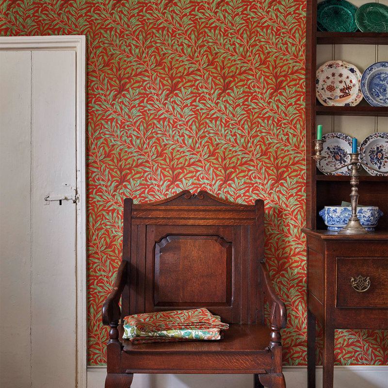Willow Bough Wallpaper, Pink/Leaf Green