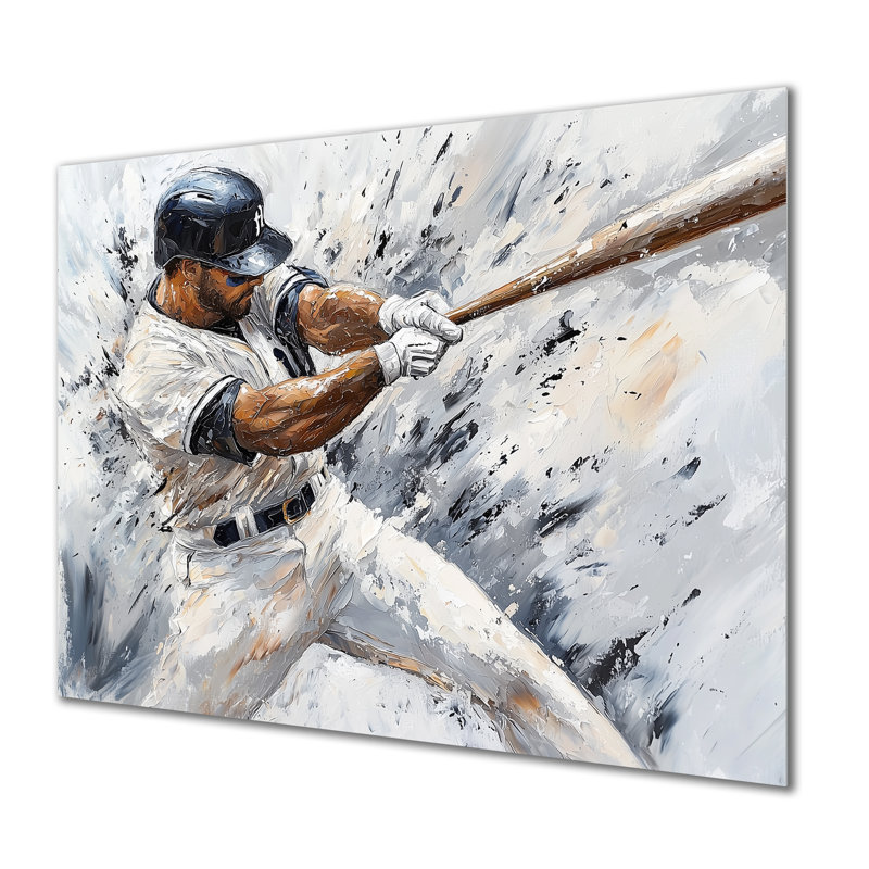 Joueur de baseball - Action I, décor métallique, H 12 po x l 20 po