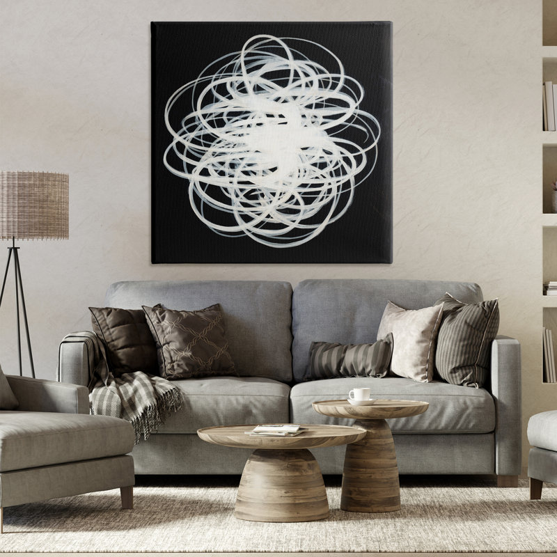 «Chaotic Scribble on Black Canvas» par KC Haxton, H 36 po x l 36 po