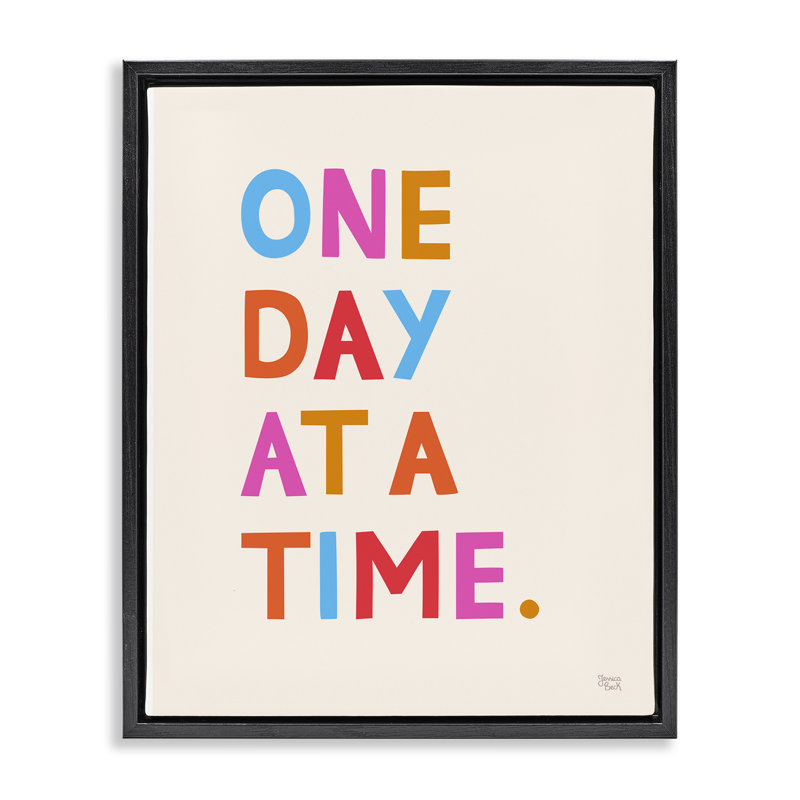 "One Day At A Time", art mural sur toile flottante dorée par Jessica Beck, Cadre flottant noir de jais, H 21 po x l 17 po