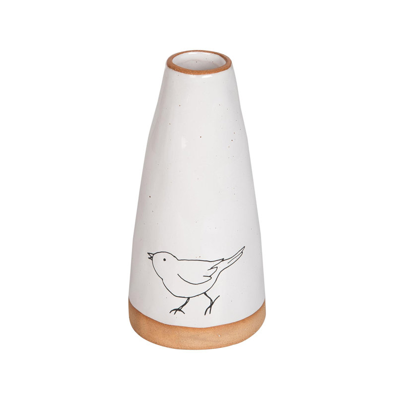  Ceramic Vase w/Bird Print Home Decorations Spring