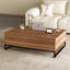 Table basse à plateau relevable de 43,3 po avec rangement caché, table basse en bois de noyer avec cadre en métal noir pour le salon