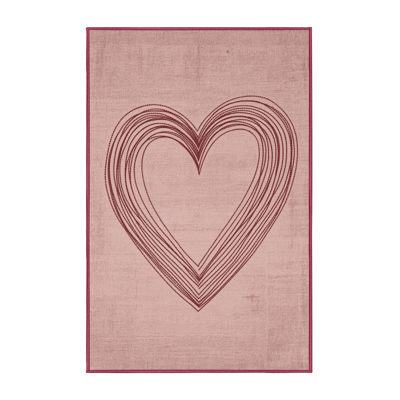 Soft Plush Everitt Valentines Modern & Contemporary Abstract Area Rug in Pink – Rose Binding, 8x10