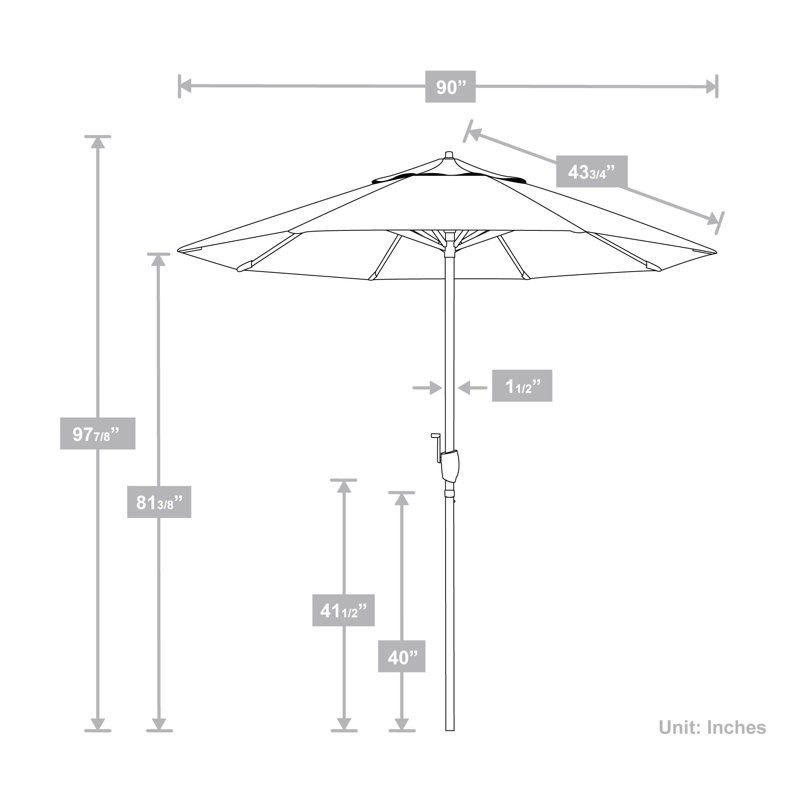 Parasol de marché 7 pi 5 po Kelliher, Sunbrella® lagon Astoria