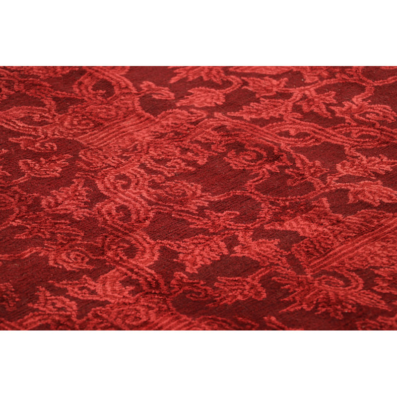 Rug & Kilim’S European Style Rug In Burgundy With Floral Patterns, Retangle 37' x 49'
