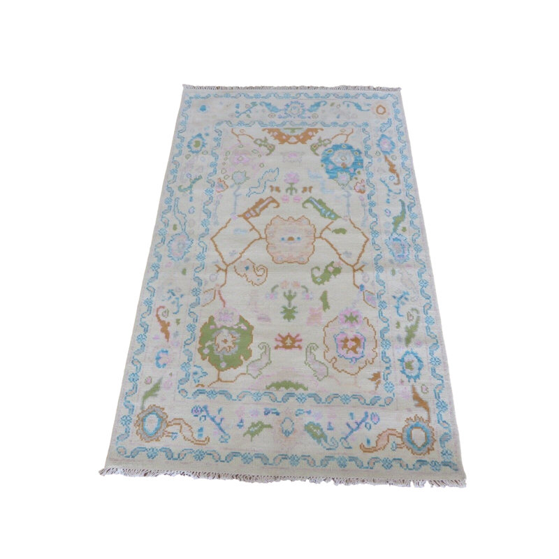 Tapis oriental moderne Oushak coloré noué à la main 3 pi 11 po x 6 pi 3 po 5BEA1789016A4C75B188990D95F7DD60
