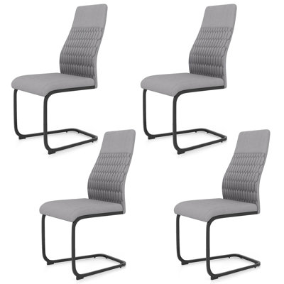 Upholstered Metal Side Chair in Grey