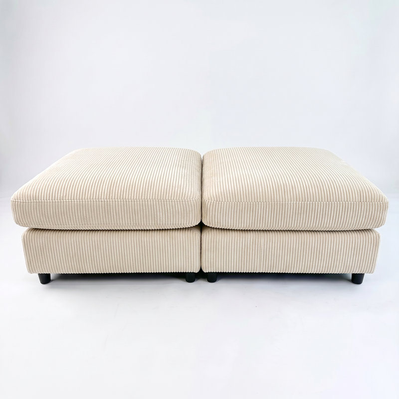 2-Piece Ottoman Footrest Set for Modular Sectional Sofa, Beige