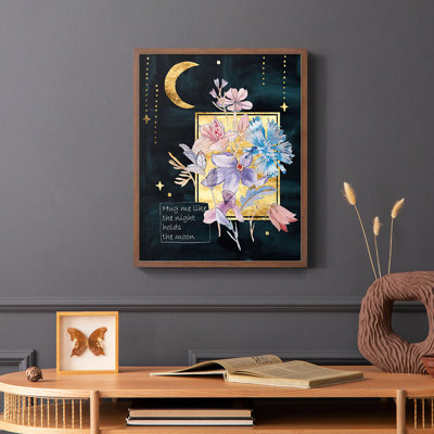 Moonlight Flowers III, reproduction encadrée - bois massif