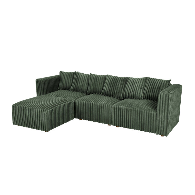 Canapé modulaire Dalmerlington, Fausse fourrure vert foncé