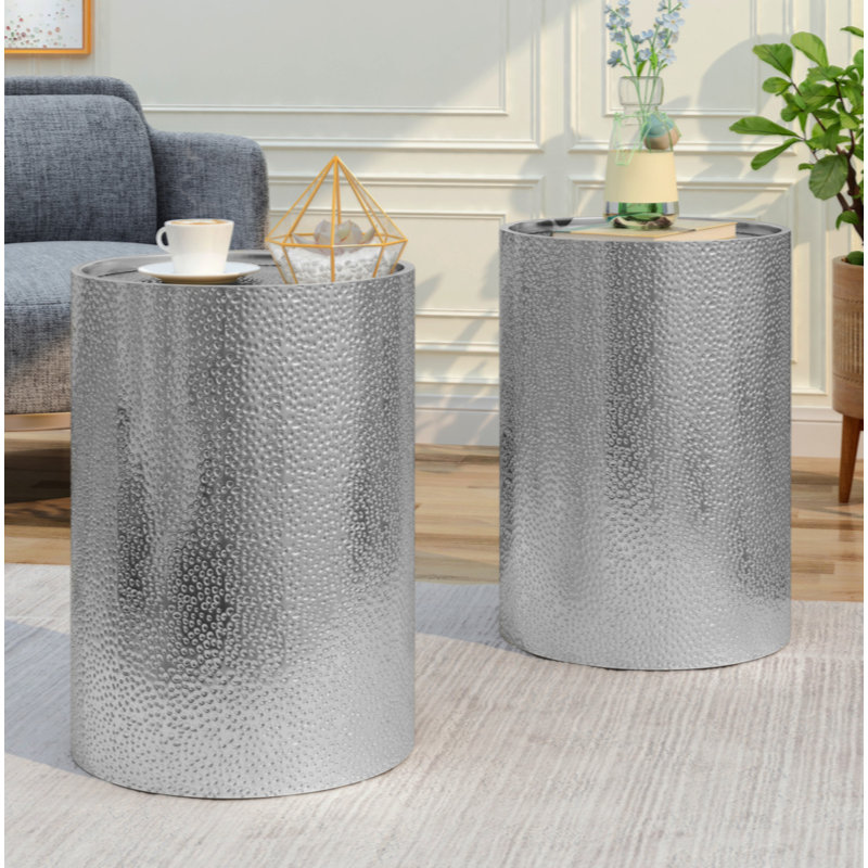 Table d'appoint en métal, Argent argent