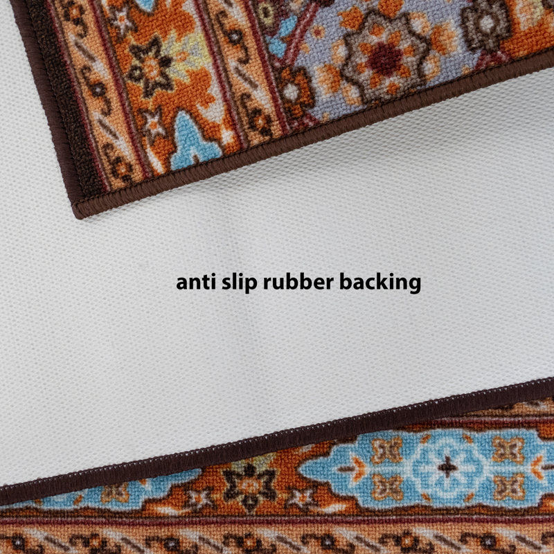 Oriental Multi Color Persian Bakhtiari Design Slip Resistant Low Pile Rug, Runner 2'2" x 9'