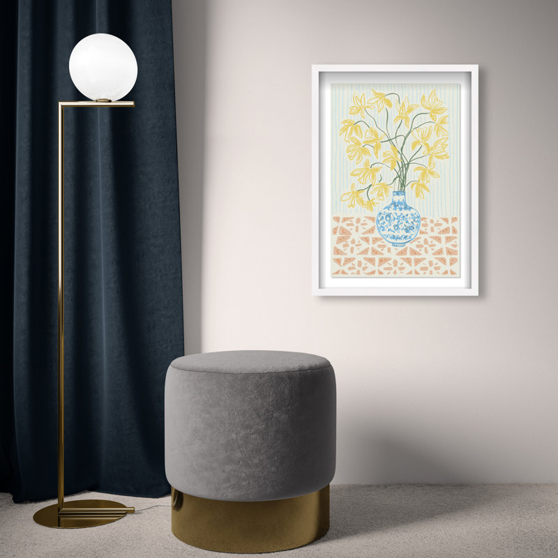 Yellow Iris Summer Print by Oliver Gal, 16.5"H x 11.5"W, White Shadowbox