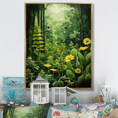 Plantes vertes Reverie Patchwork I - art mural floral salon