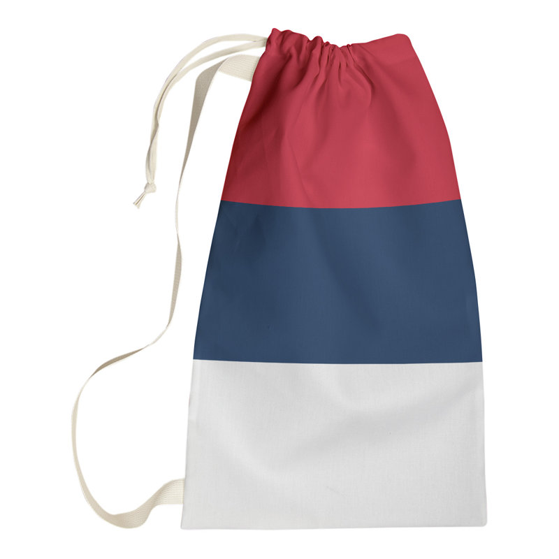 Fabric Laundry Bag with Handles, 29" H x 18" W x 1.5" D, Red/Blue/White