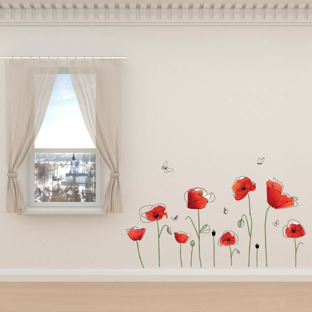 Plants & Flowers Non-Wall Damaging Wall Decal Red Barrel Studio®