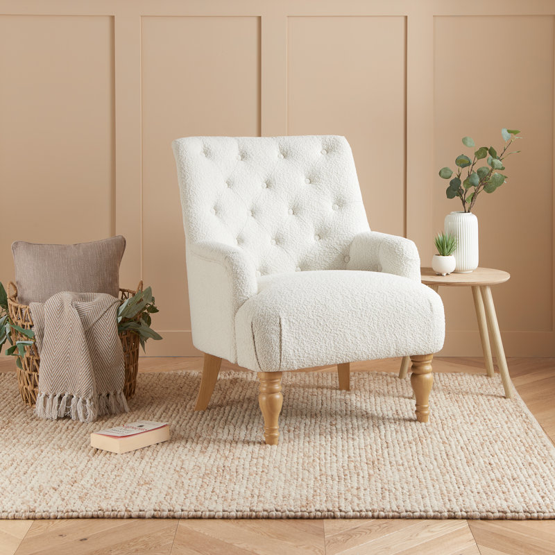 Hegland 73Cm Wide Tufted Polyester Blend Armchair, White