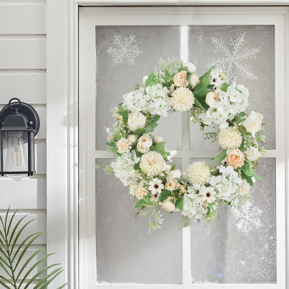 38cm Spring Artificial Peony Wreath Mixed Flowers for Wedding Decor