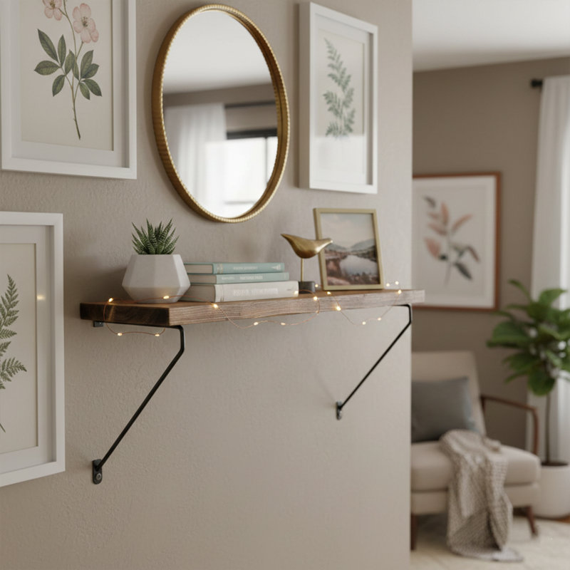 Spruce Wood Bracket Minimalist Wall Mounted Shelf