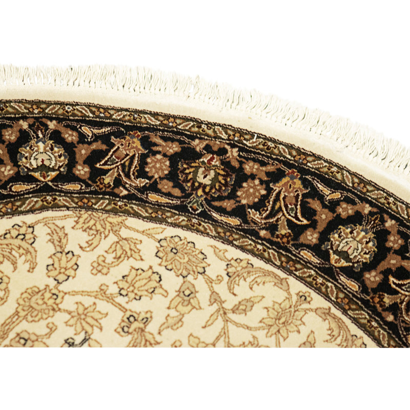 High-Quality Hand-Knotted Beige And Navy Area Rug