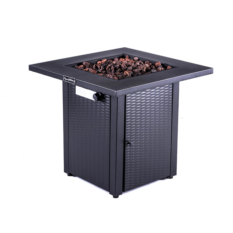 Priestley Square Stainless Steel Propane Fire Pit Table with Lid
