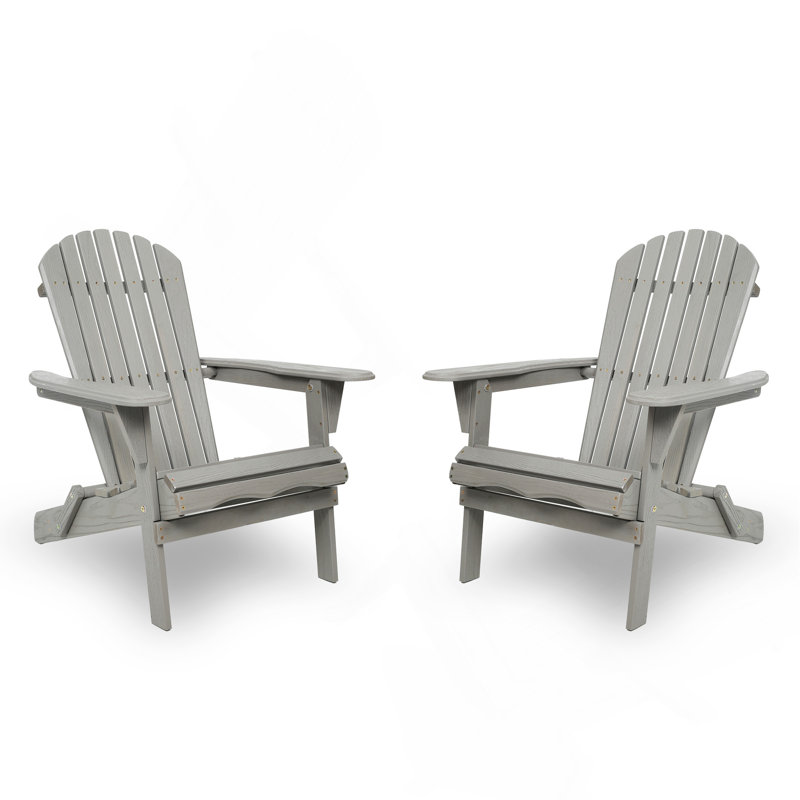 Ensemble de 2 chaises longues en bois de cèdre massif avec grain de bois, Gris