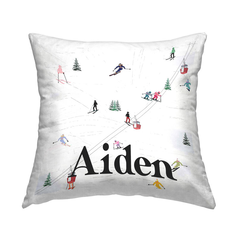 Coussin décoratif imprimé "Ski Sling Winter Slopes" par Ashley Singleton, Oui