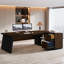 Bureau de direction en L 78 po en bois manufacturé et en métal-357708520