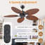 50" 5-Tropical Palm Leaf  outdoor Ceiling Fans With Remote And not Lights-1046477704