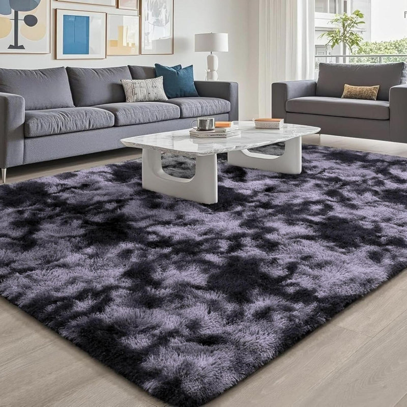 Rectangle 120 cm x 170 cm Faux Fur Shaggy Washable Area Rug, Grey