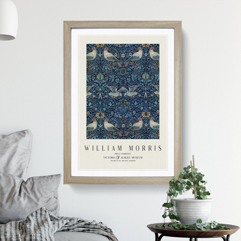 Birds Vol.3 by William Morris - Picture Frame Art Prints, Oak, 48cm H x 36cm W x 2cm D