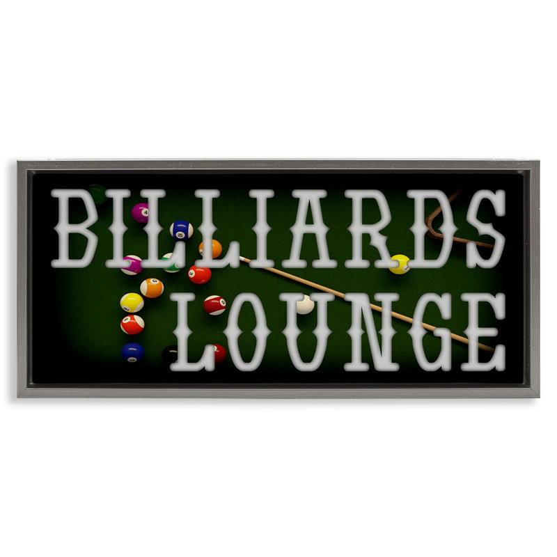 Cadre flottant Billiards Lounge, conçu par Marcus Prime, H 11 po x l 25 po, Cadre flottant gris lustré