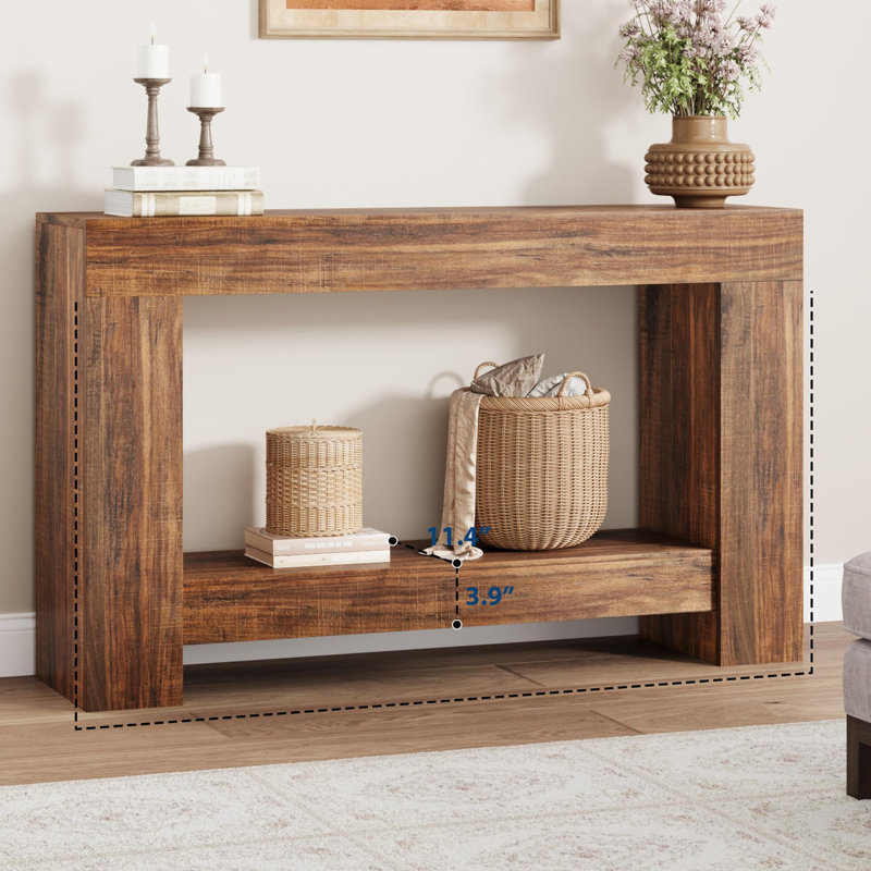 Long Console Table for Entryway, Farmhouse Console Table for Living Room, 2-Tier Large Sofa Table with Storage, Wooden Entryway Entry Table for Entrance, Hallway