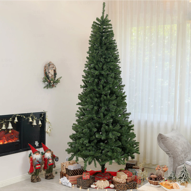 Arbre de Noël artificiel 9 pi, 2132 branches, ouverture automatique, décoration des Fêtes avec base en acier pour bureau à domicile