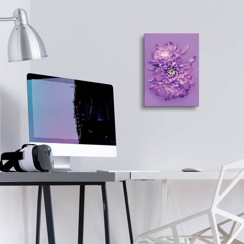 «Lavender Chrysanthemums» par Incado, art mural en verre acrylique, H 16 po x l 12 po x P 0,13 po