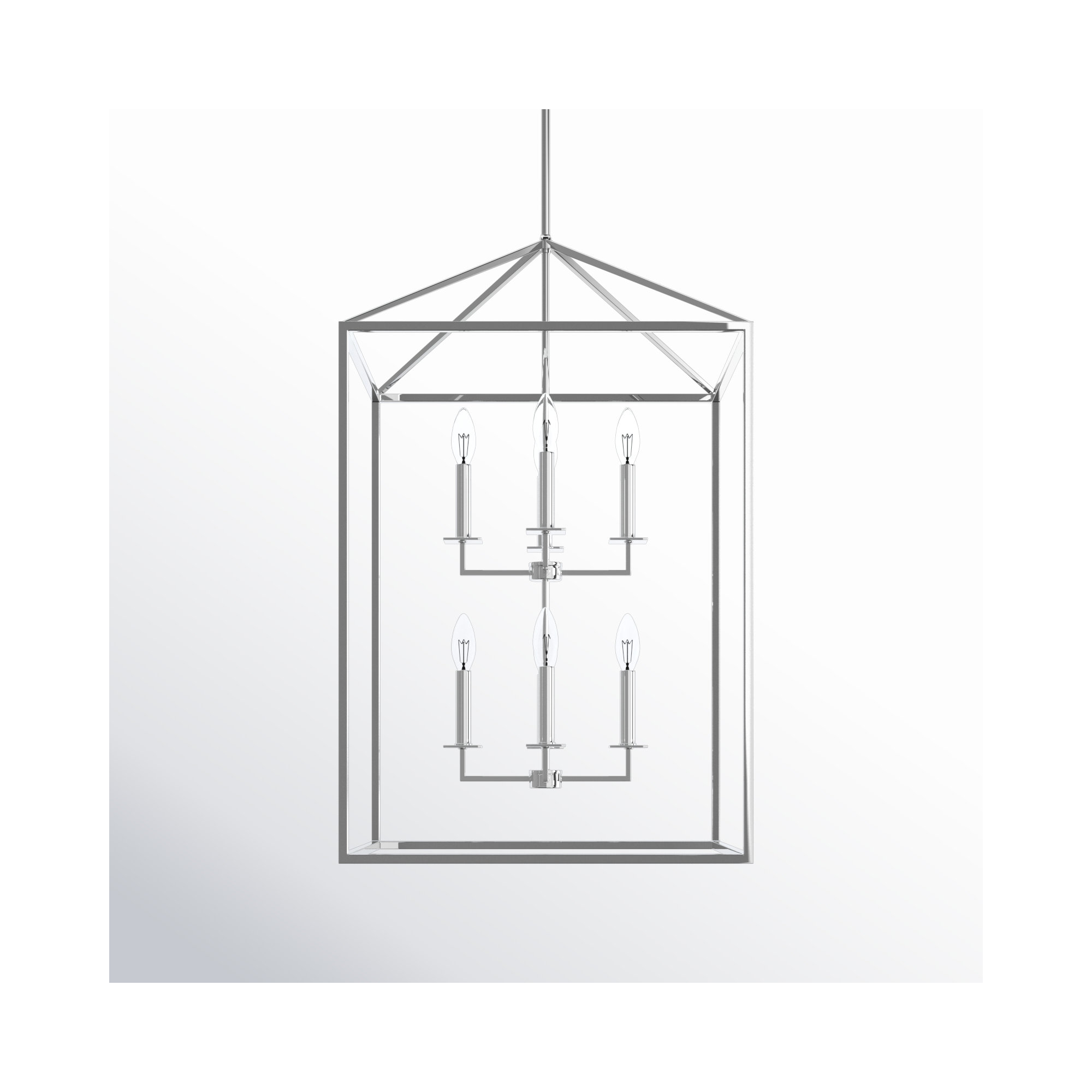 Ellis 8 - Light Metal Dimmable Lantern Chandelier, Chrome, 38" H x 22" W x 22" D, No