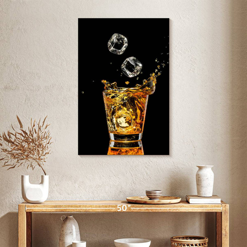 Yarlin Whiskey And Ice Cubes, 24" H x 16" W