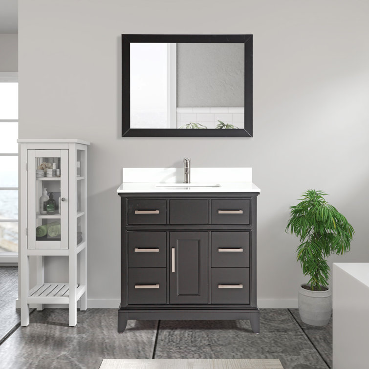 Valor 36'' Single Bathroom Vanity with Engineered Marble Top with Mirror
