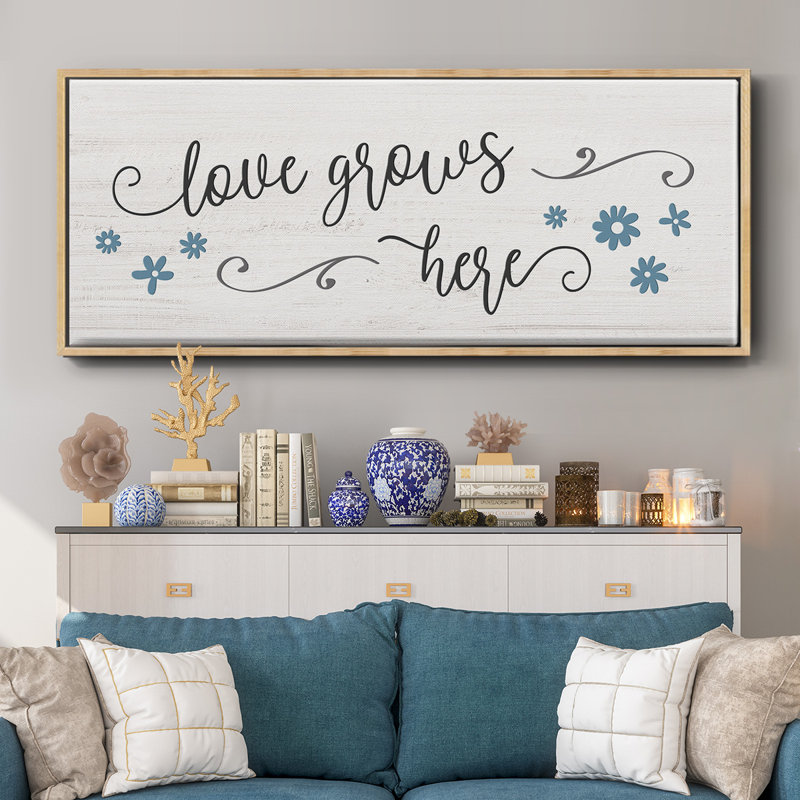 «Love Grows Here», toile encadrée, H 8 po x l 20 po