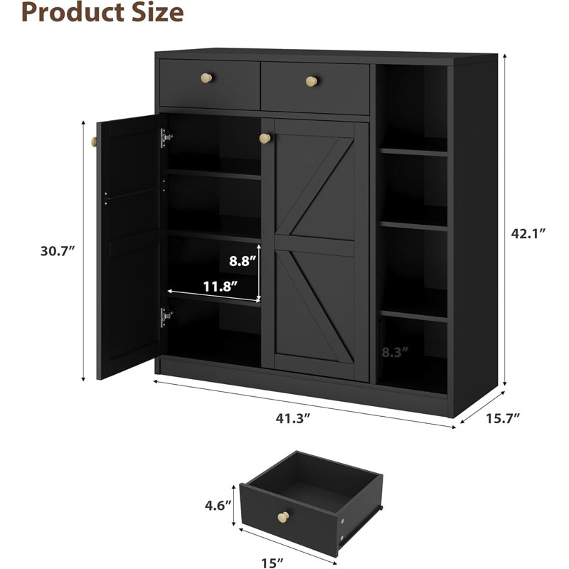 Shoe Storage Cabinet, Black