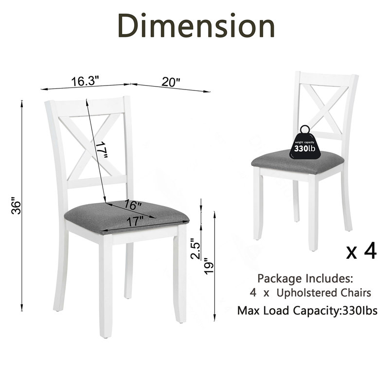 Ensemble de 4 chaises de salle à manger modernes en bois, dossier en X élégant, sièges rembourrés confortables, structure en bois robuste, assemblage facile