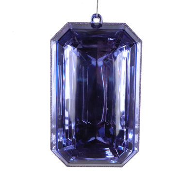 8" Rectangle Jewel Glitter Ornament, includes 2 pieces per bag