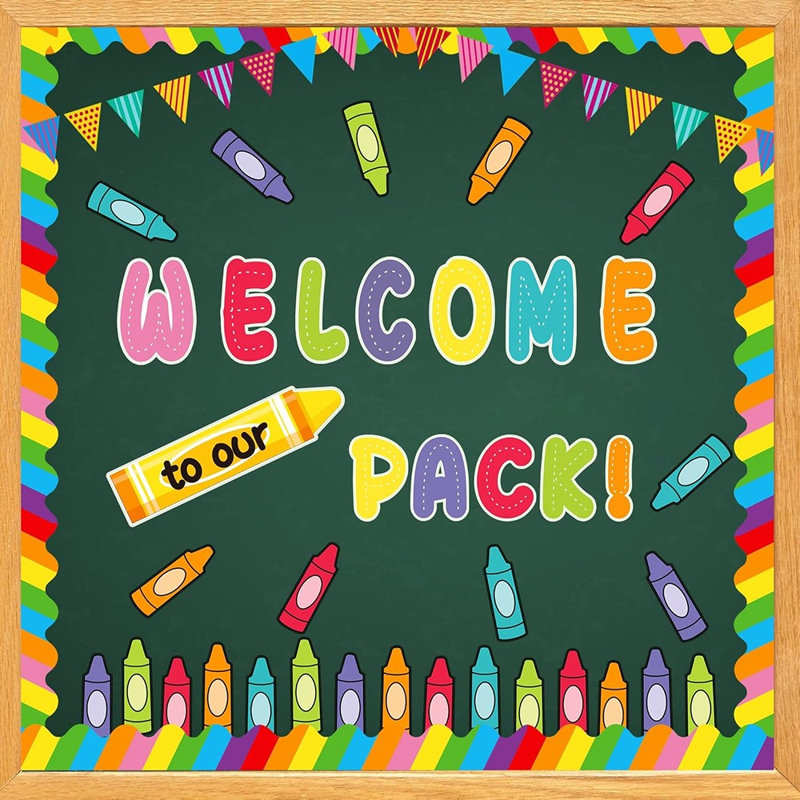 Ensemble de 79 panneaux de bienvenue Welcome Back - Crayon à thème «Welcome To Our Pack», décorations pour murs et portes de classe