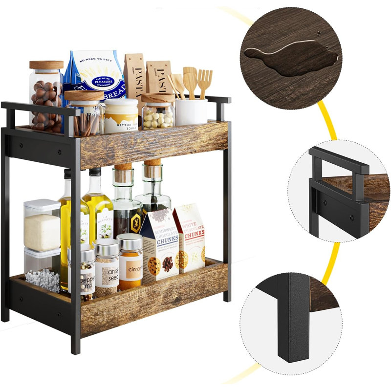 2-tier Brown Wooden Coffee Station Organizer