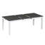 Ensemble de table de salle à manger extensible 7 pièces 78,1 pouces Rustic avec rallonge amovible 18 pouces, 6 chaises de salle à manger rembourrées, 2 tiroirs intégrés, gris foncé et blanc-843529448